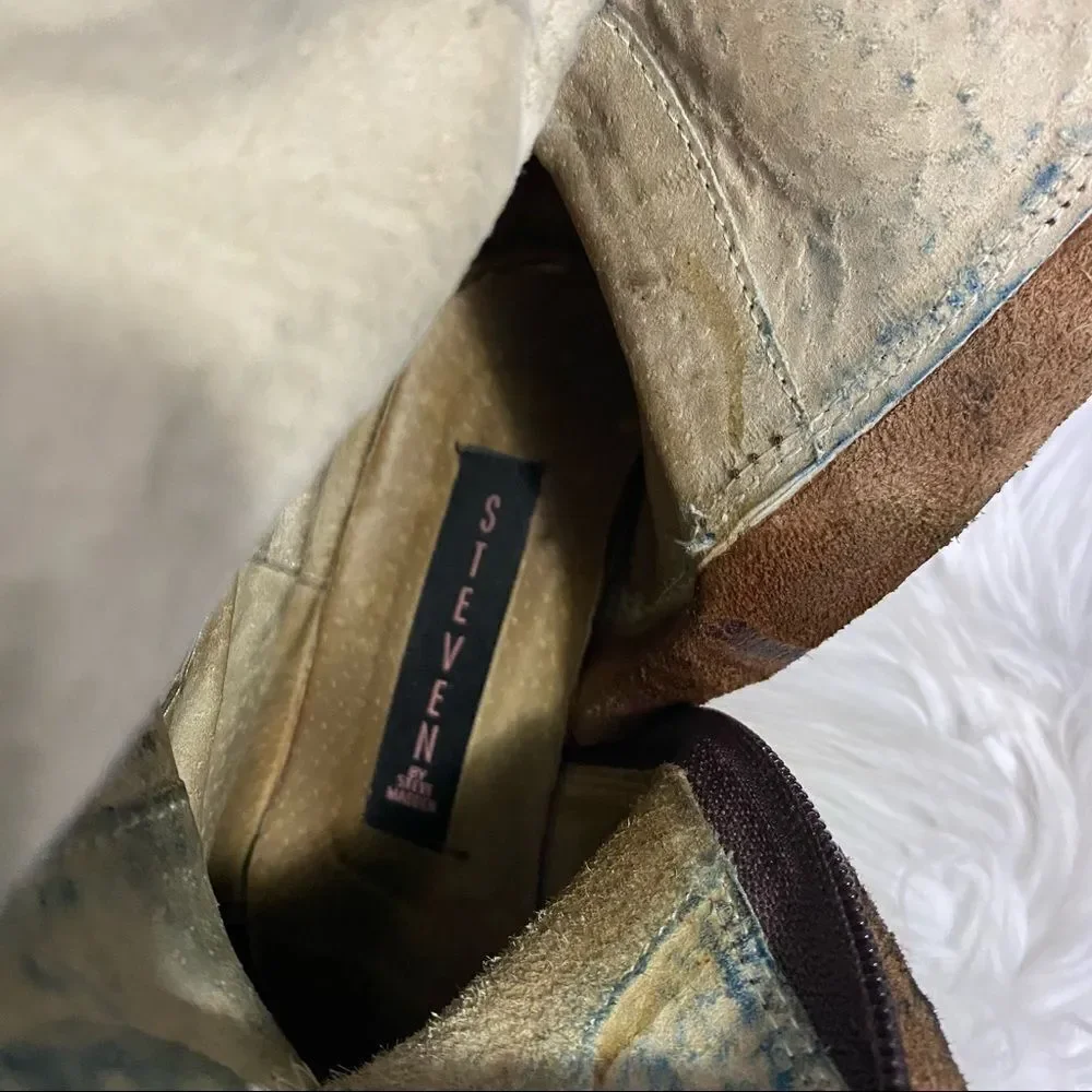 Rare Steven By Steve Madden Reins  distressed brown leather riding boots 8